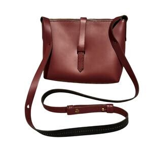 J. Crew Parker Crossbody or Shoulder Leather Bag in Burgundy Red Dark Wine, OS